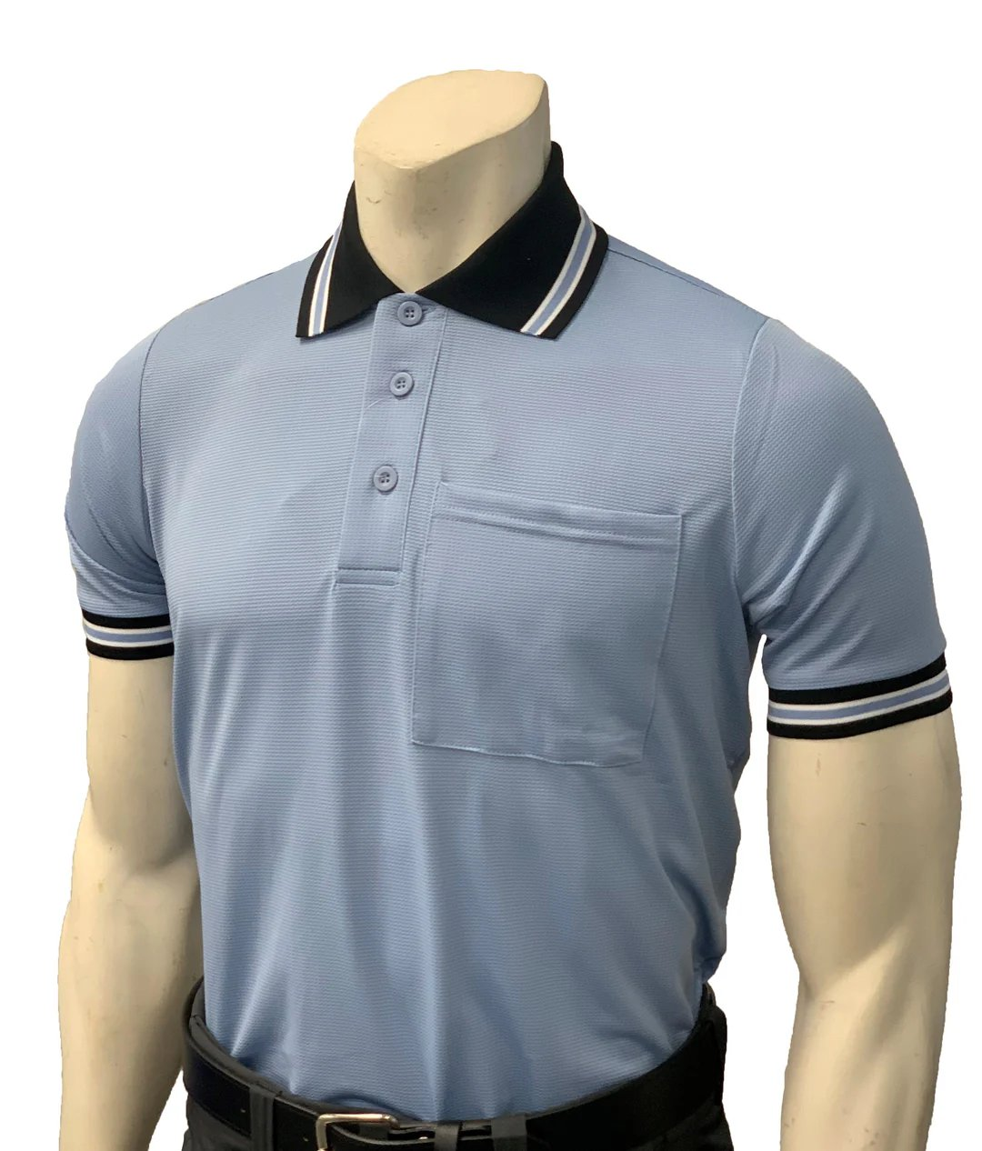 Smitty BBS307 Umpire Shirt Black with  White Trim . Also comes  in Powder, and Carolina Blue
