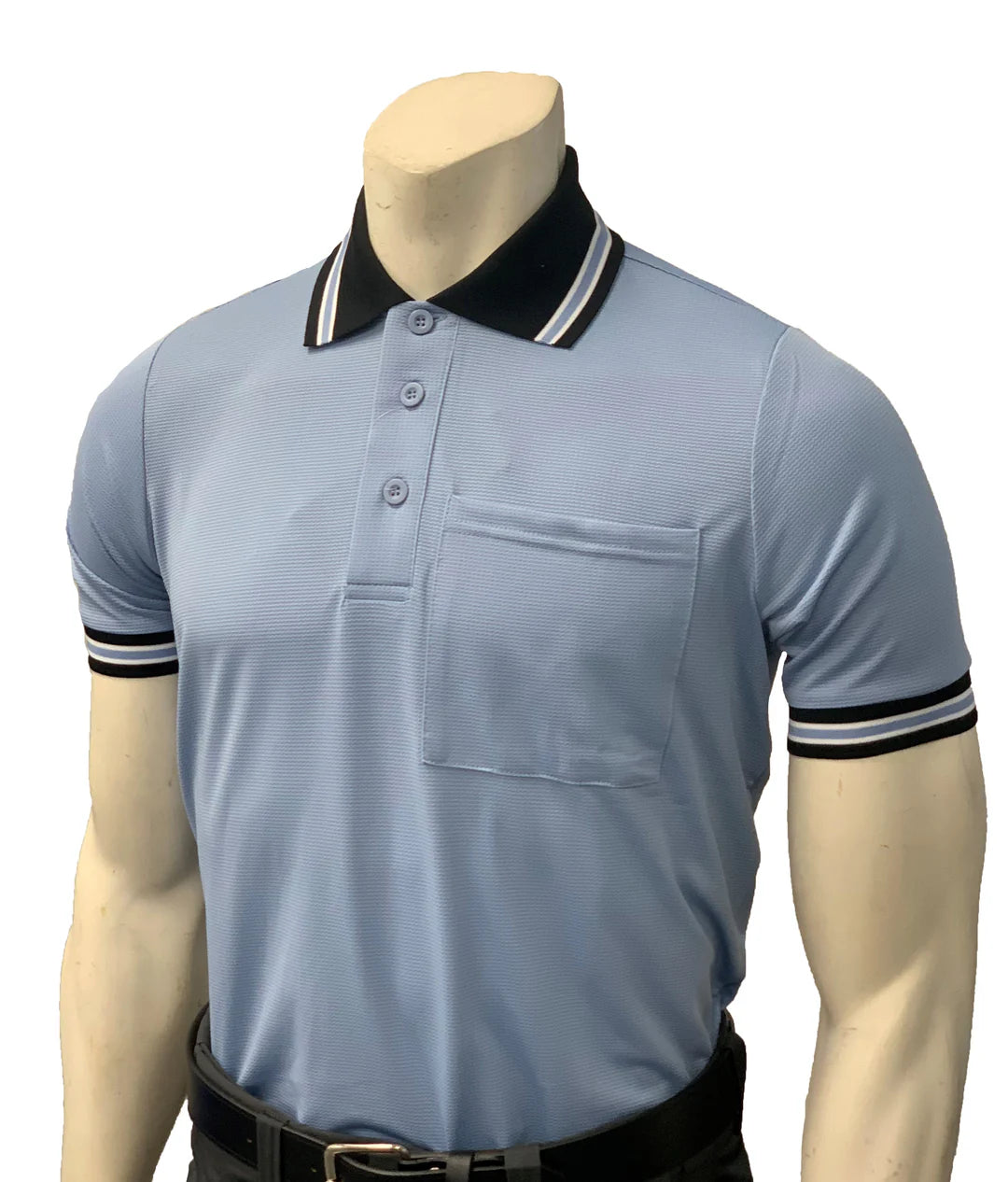 Smitty BBS307 Umpire Shirt Black with  White Trim . Also comes  in Powder, and Carolina Blue