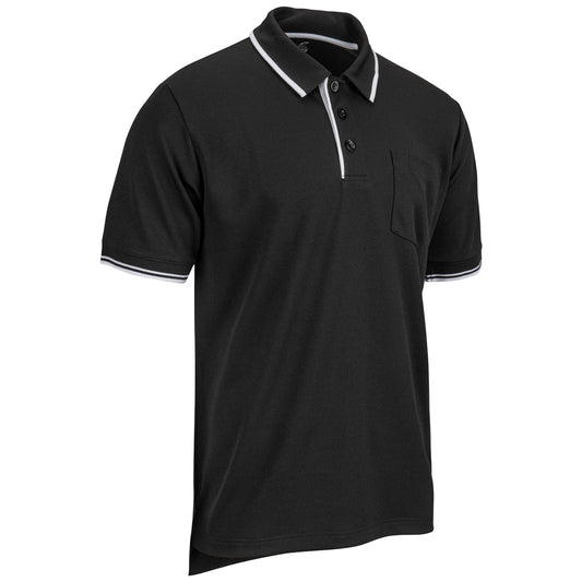 Champro #BSR3 - Umpire Shirt Black /  Solid White Trim  - Light Blue / Solid Black Trim